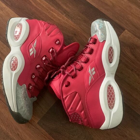 Reebok Question Mid Pink/Cherru-White-Silver size 7.5 - Picture 2 of 8